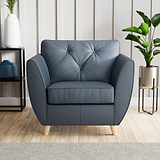 Edison Leather Armchair Light Feet Navy from Roseland Furniture