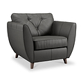 Edison Leather Armchair Dark Feet Raven from Roseland Furniture