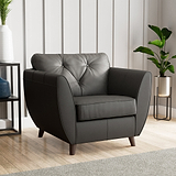 Edison Leather Armchair Dark Feet Raven from Roseland Furniture