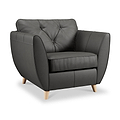 Edison Leather Armchair Light Feet Raven from Roseland Furniture