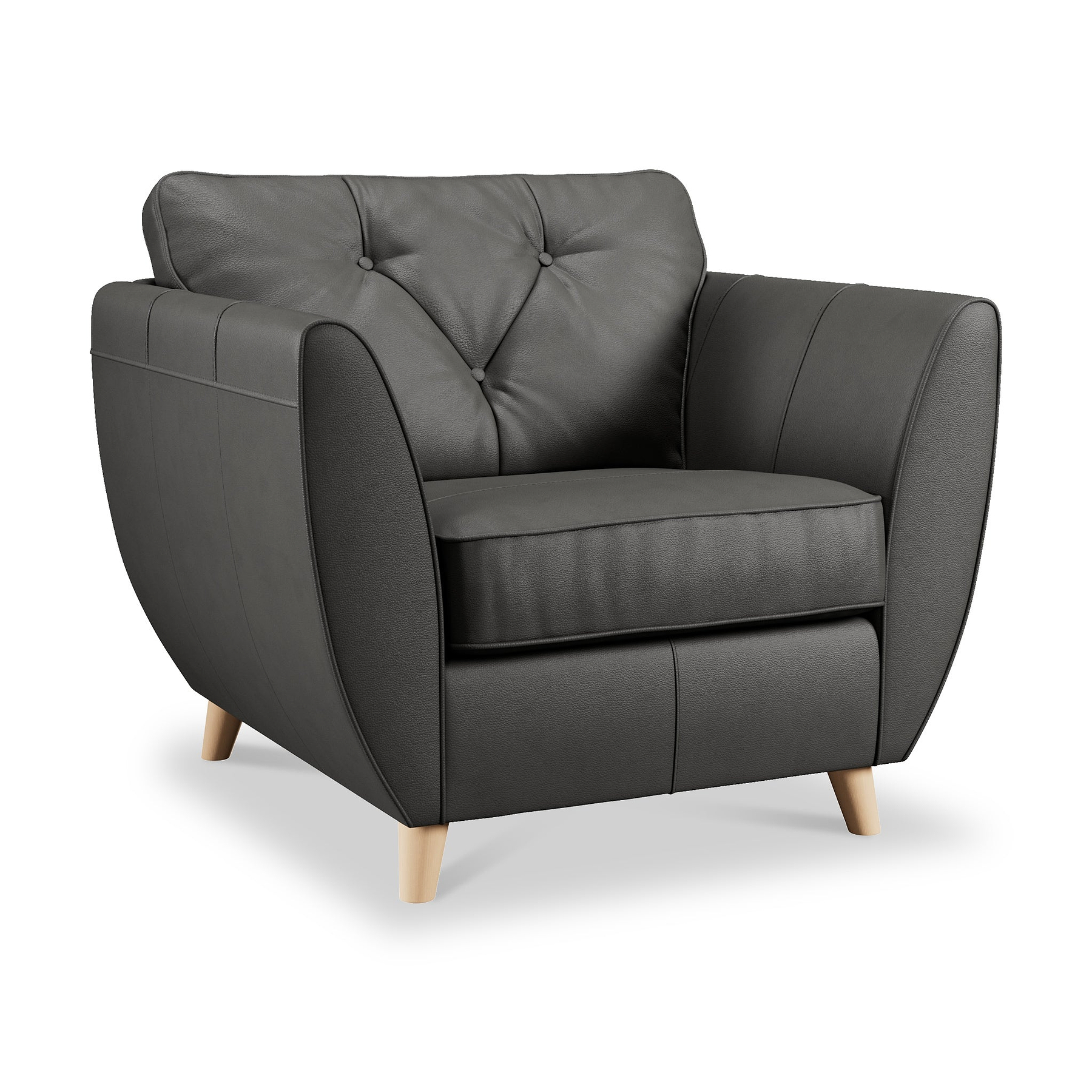 Edison Leather Armchair Light Feet Raven from Roseland Furniture
