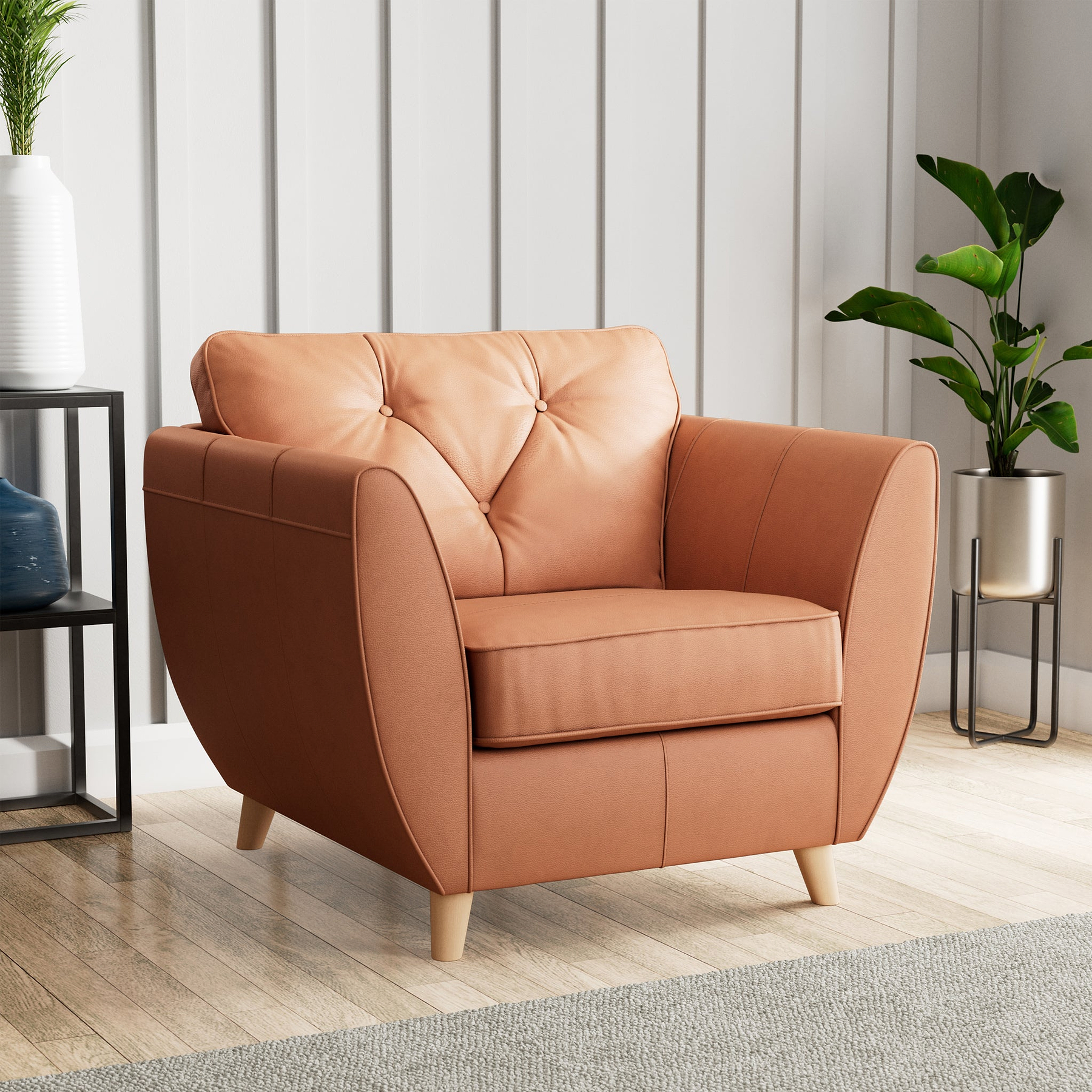 Edison Leather Armchair Light Feet Saddle from Roseland Furniture