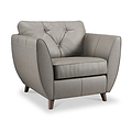 Edison Leather Armchair Dark Feet Stone from Roseland Furniture