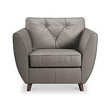 Edison Leather Armchair Dark Feet Stone from Roseland Furniture