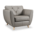 Edison Leather Armchair Light Feet Stone from Roseland Furniture