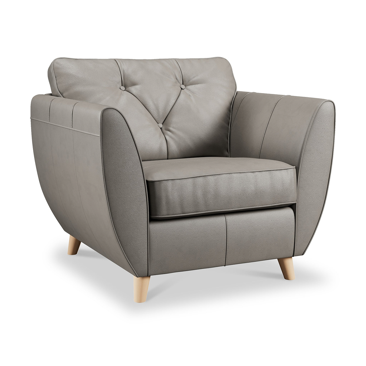 Edison Leather Armchair Light Feet Stone from Roseland Furniture