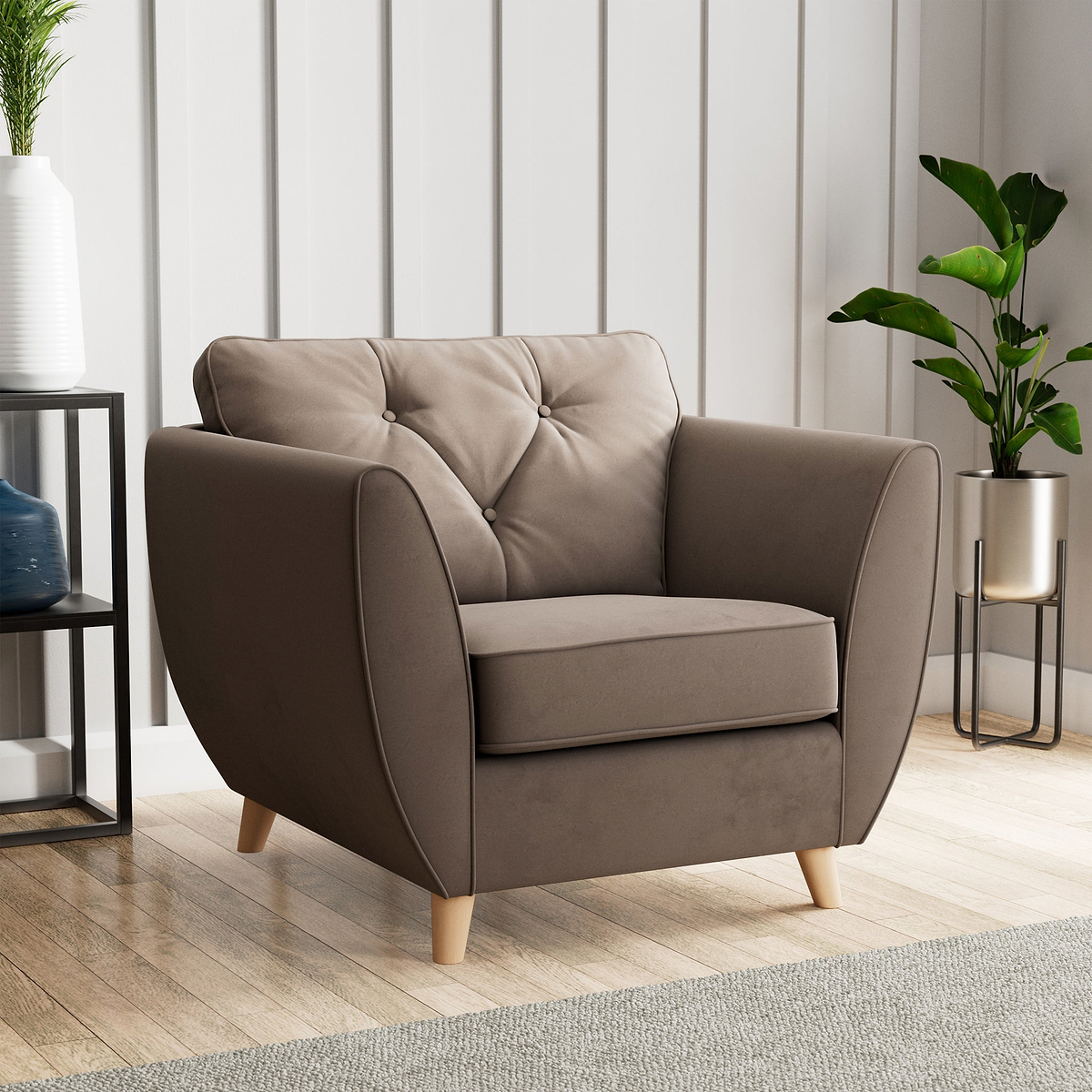 Edison Armchair Light Feet Mole from Roseland Furniture