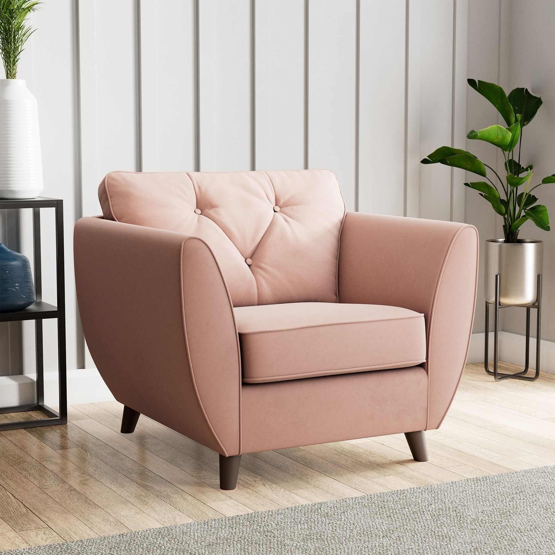 Edison Armchair Dark Feet Blush from Roseland Furniture