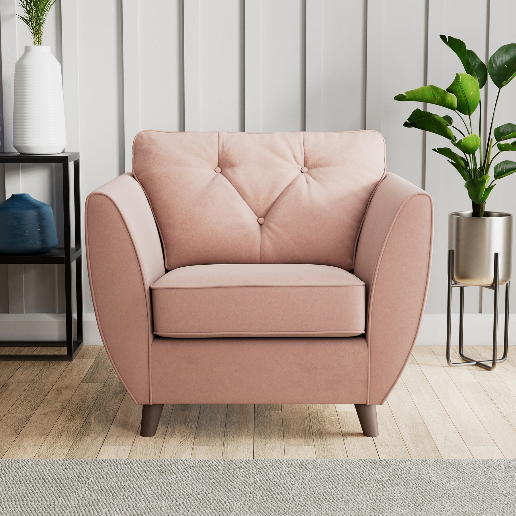 Edison Armchair Dark Feet Blush from Roseland Furniture