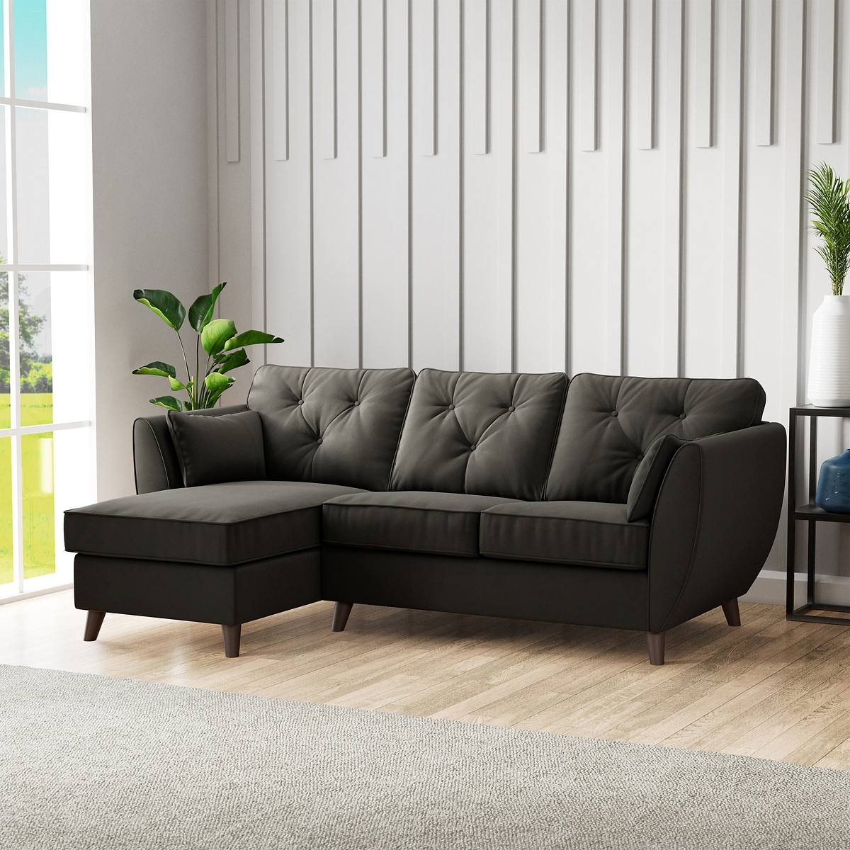 Edison Chaise LH Dark Feet Black from Roseland Furniture