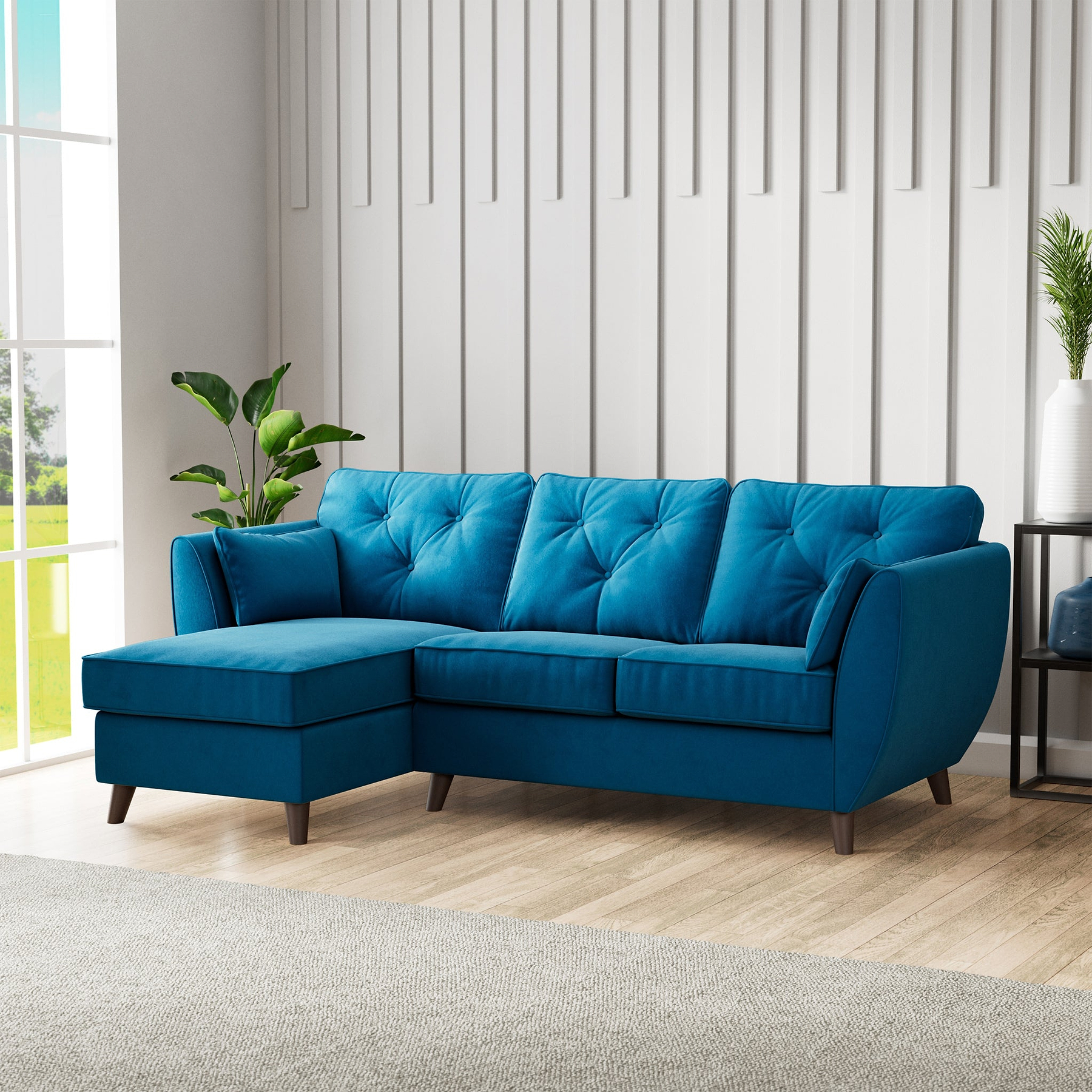 Edison Chaise LH Dark Feet Marine from Roseland Furniture