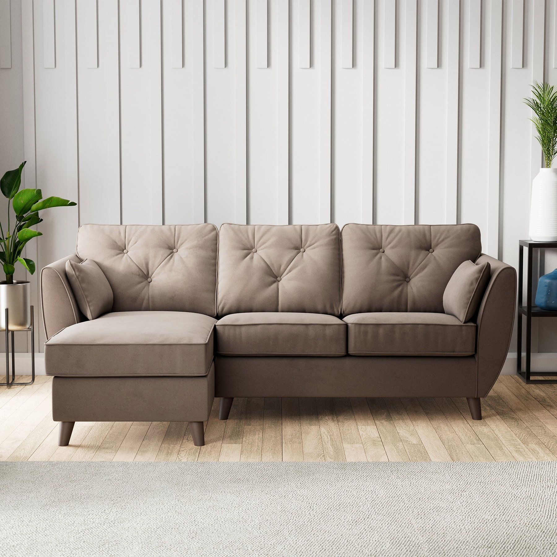 Edison Chaise LH Dark Feet Mole from Roseland Furniture