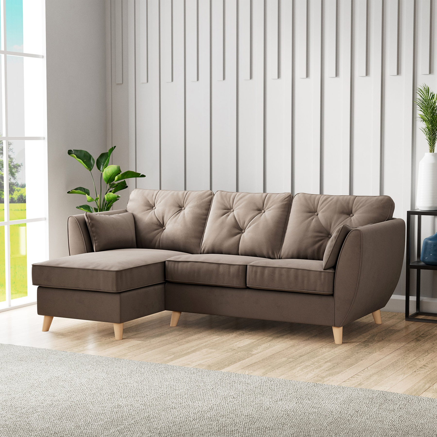 Edison Chaise LH Light Feet Mole from Roseland Furniture