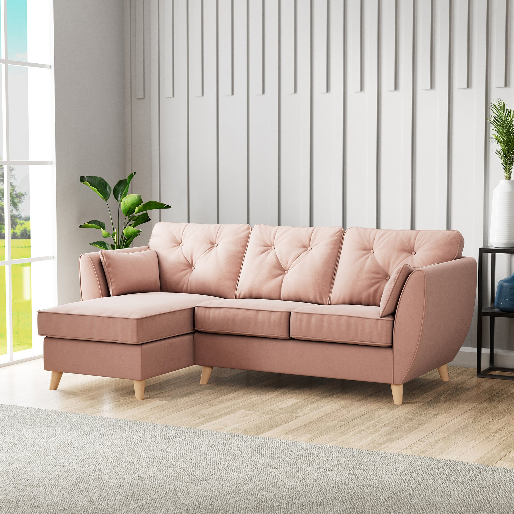 Edison Chaise LH Light Feet Blush from Roseland Furniture