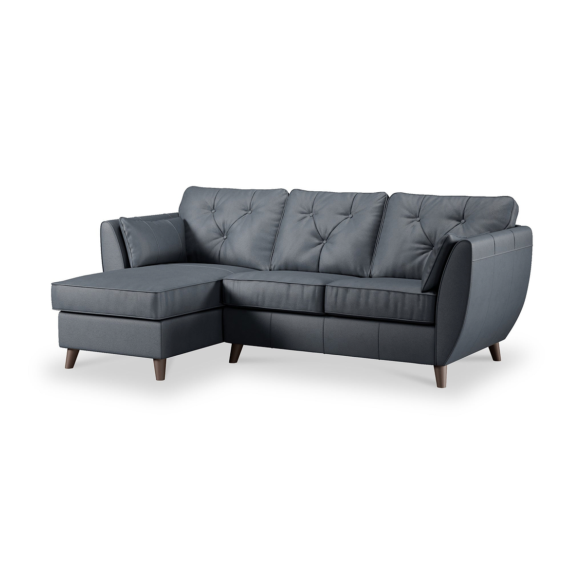 Edison Leather Chaise LH Dark Feet Navy from Roseland Furniture