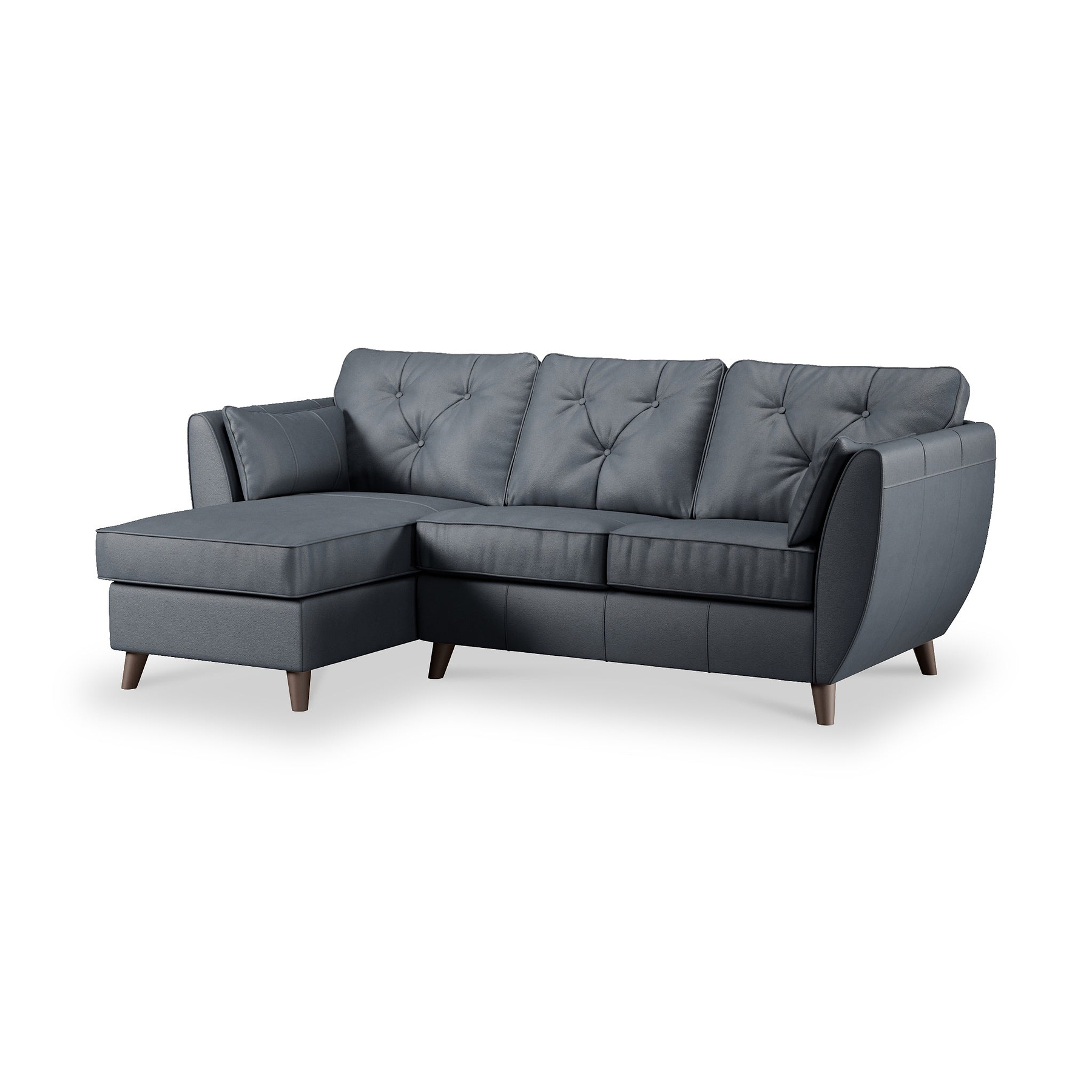 Edison Leather Chaise LH Dark Feet Navy from Roseland Furniture