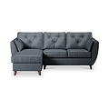 Edison Leather Chaise LH Dark Feet Navy from Roseland Furniture