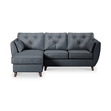 Edison Leather Chaise LH Dark Feet Navy from Roseland Furniture