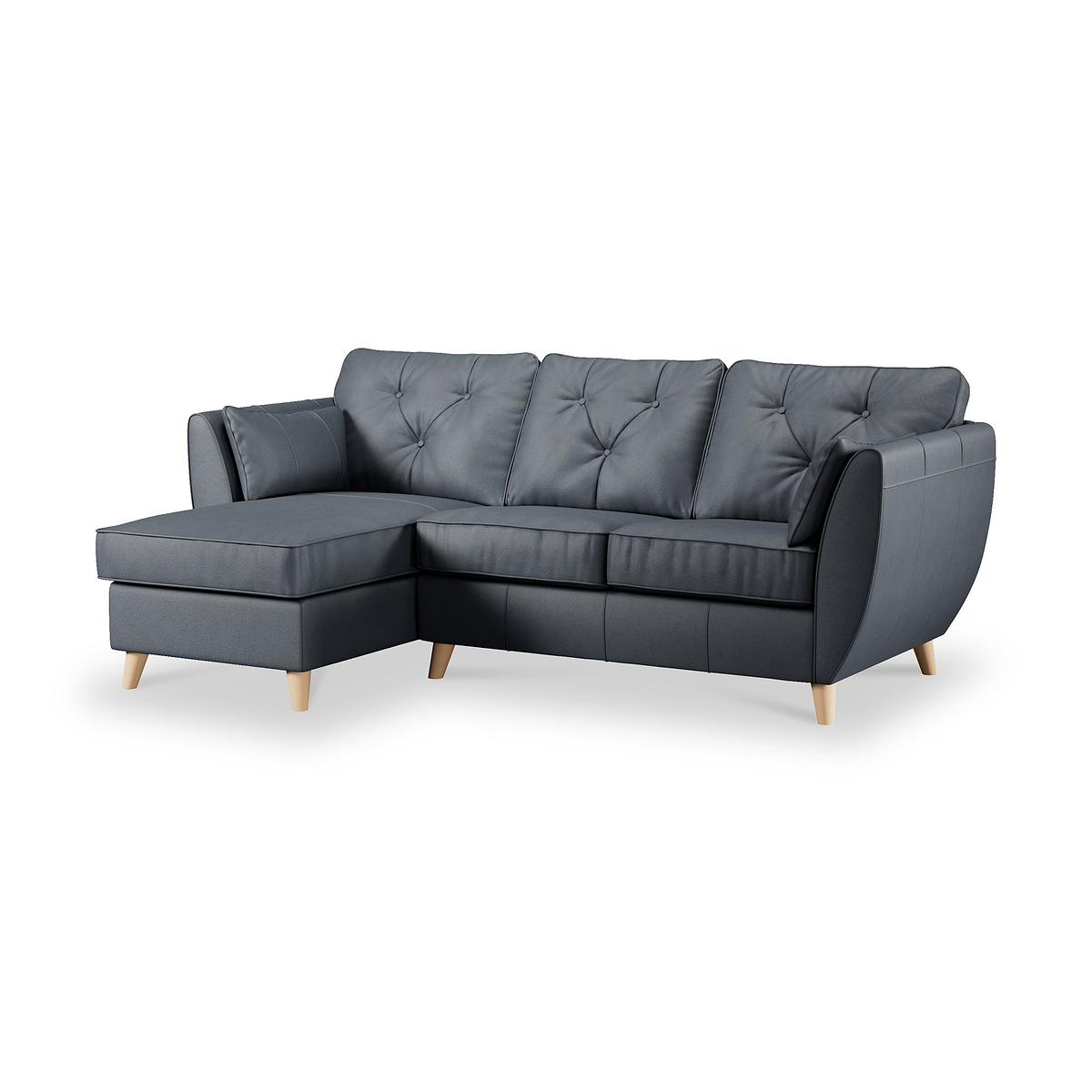 Edison Leather Chaise LH Light Feet Navy from Roseland Furniture
