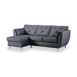 Edison Leather Chaise LH Light Feet Navy from Roseland Furniture