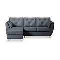 Edison Leather Chaise LH Light Feet Navy from Roseland Furniture