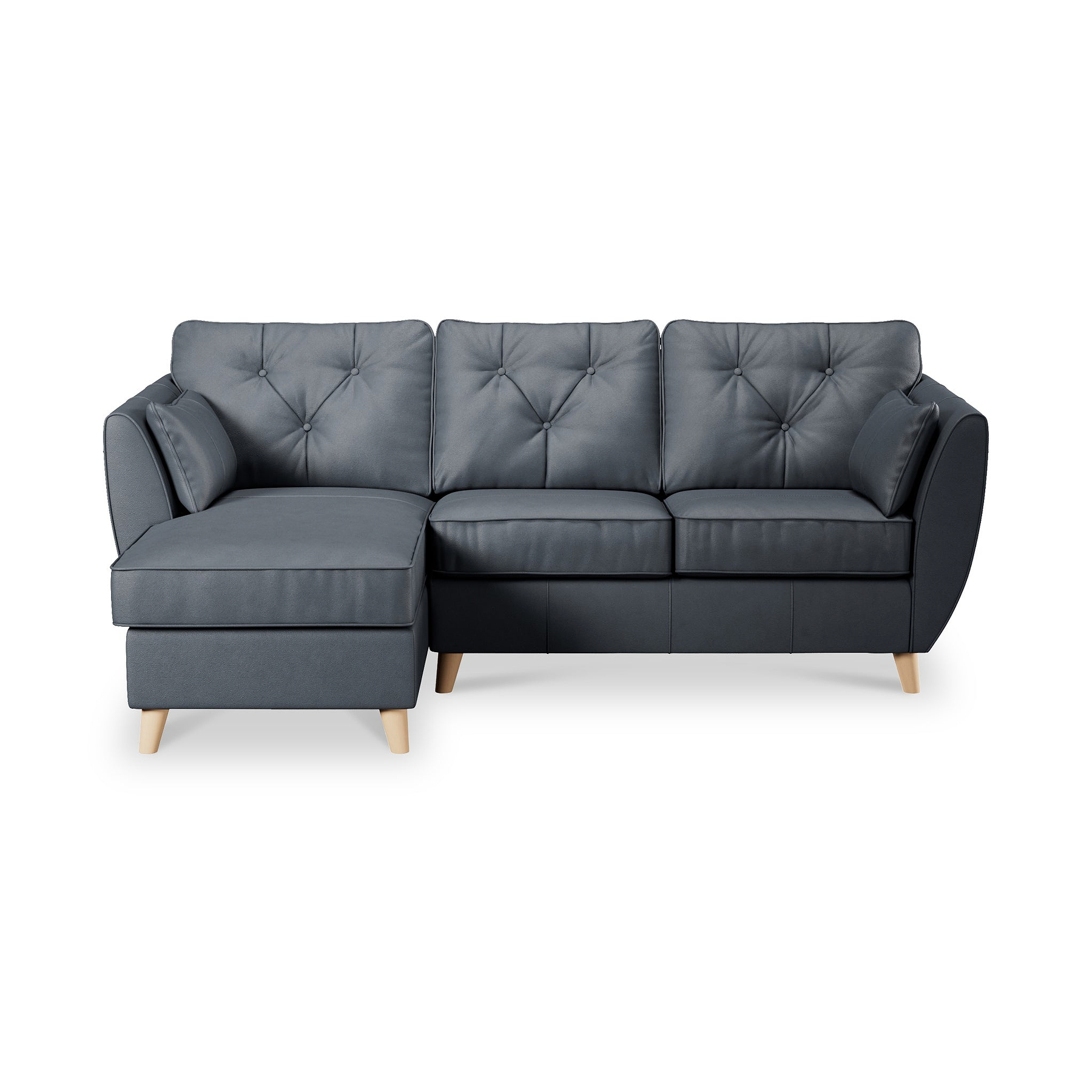 Edison Leather Chaise LH Light Feet Navy from Roseland Furniture