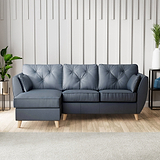 Edison Leather Chaise LH Light Feet Navy from Roseland Furniture