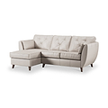 Edison Leather Chaise LH Dark Feet Cloud Grey from Roseland Furniture