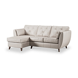 Edison Leather Chaise LH Dark Feet Cloud Grey from Roseland Furniture