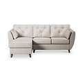 Edison Leather Chaise LH Dark Feet Cloud Grey from Roseland Furniture