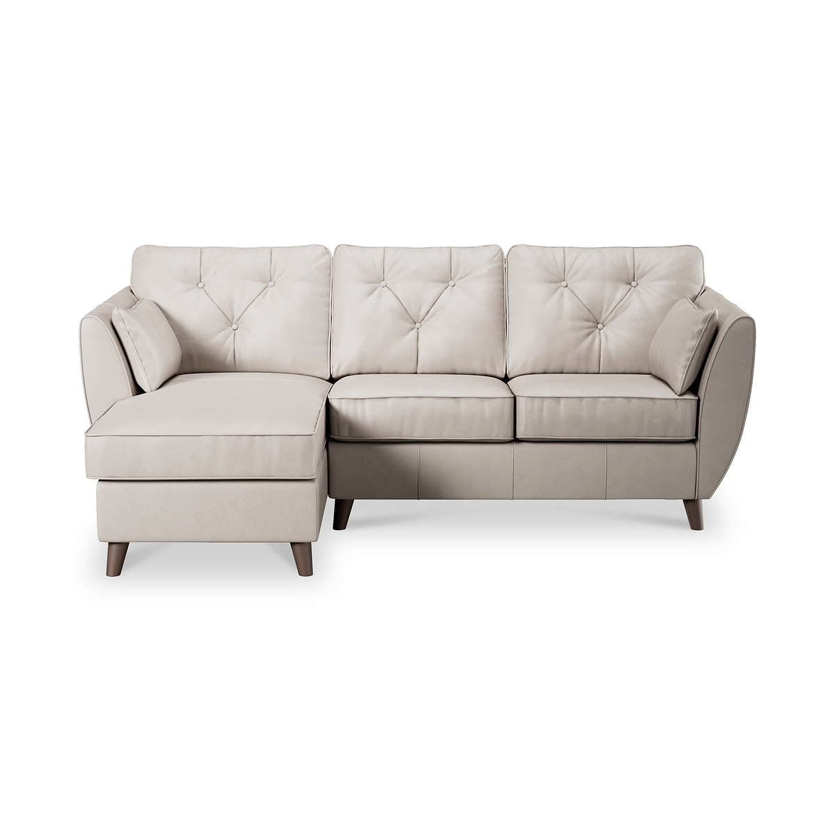 Edison Leather Chaise LH Dark Feet Cloud Grey from Roseland Furniture