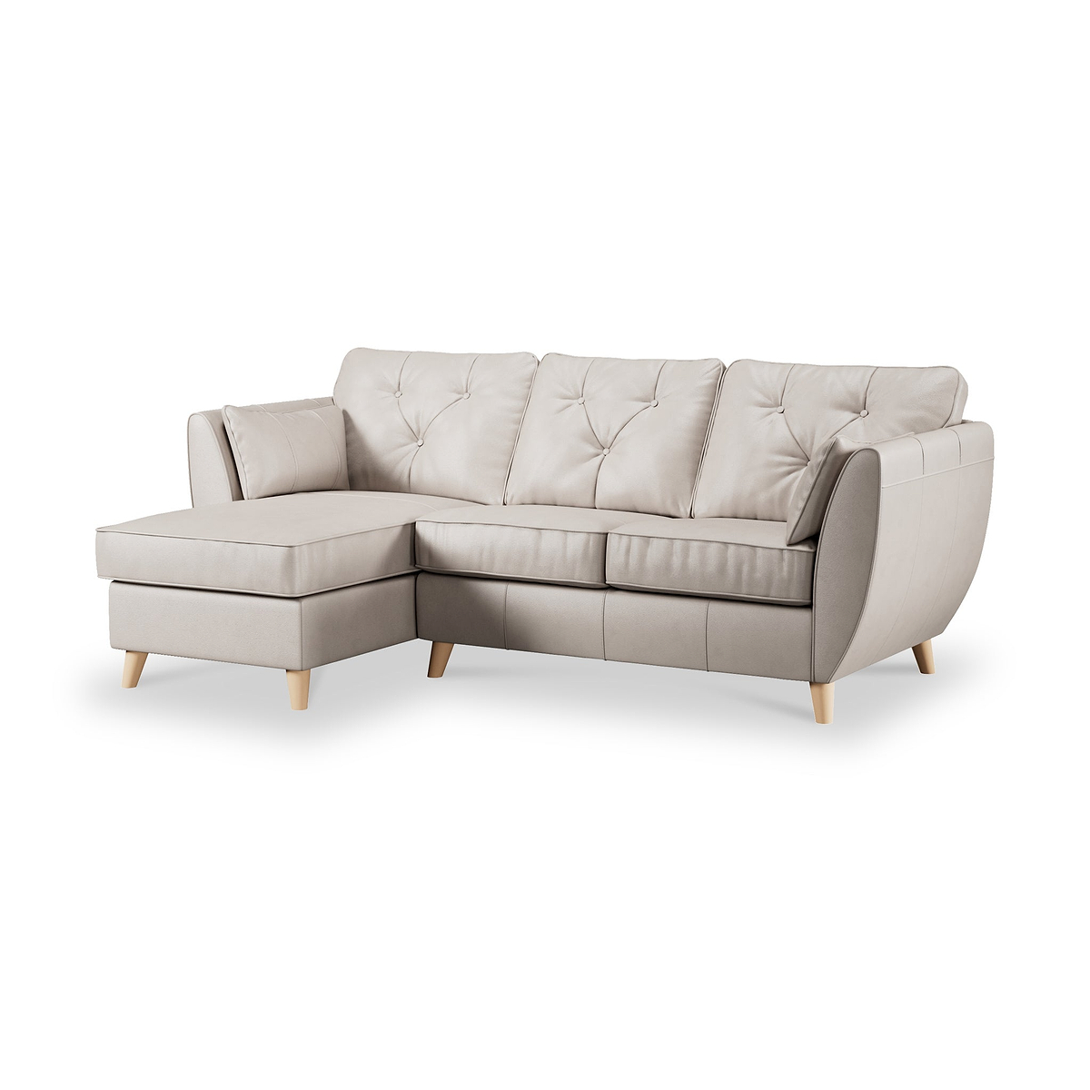 Edison Leather Chaise LH Light Feet Cloud Grey from Roseland Furniture