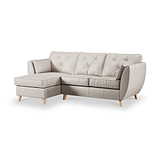 Edison Leather Chaise LH Light Feet Cloud Grey from Roseland Furniture
