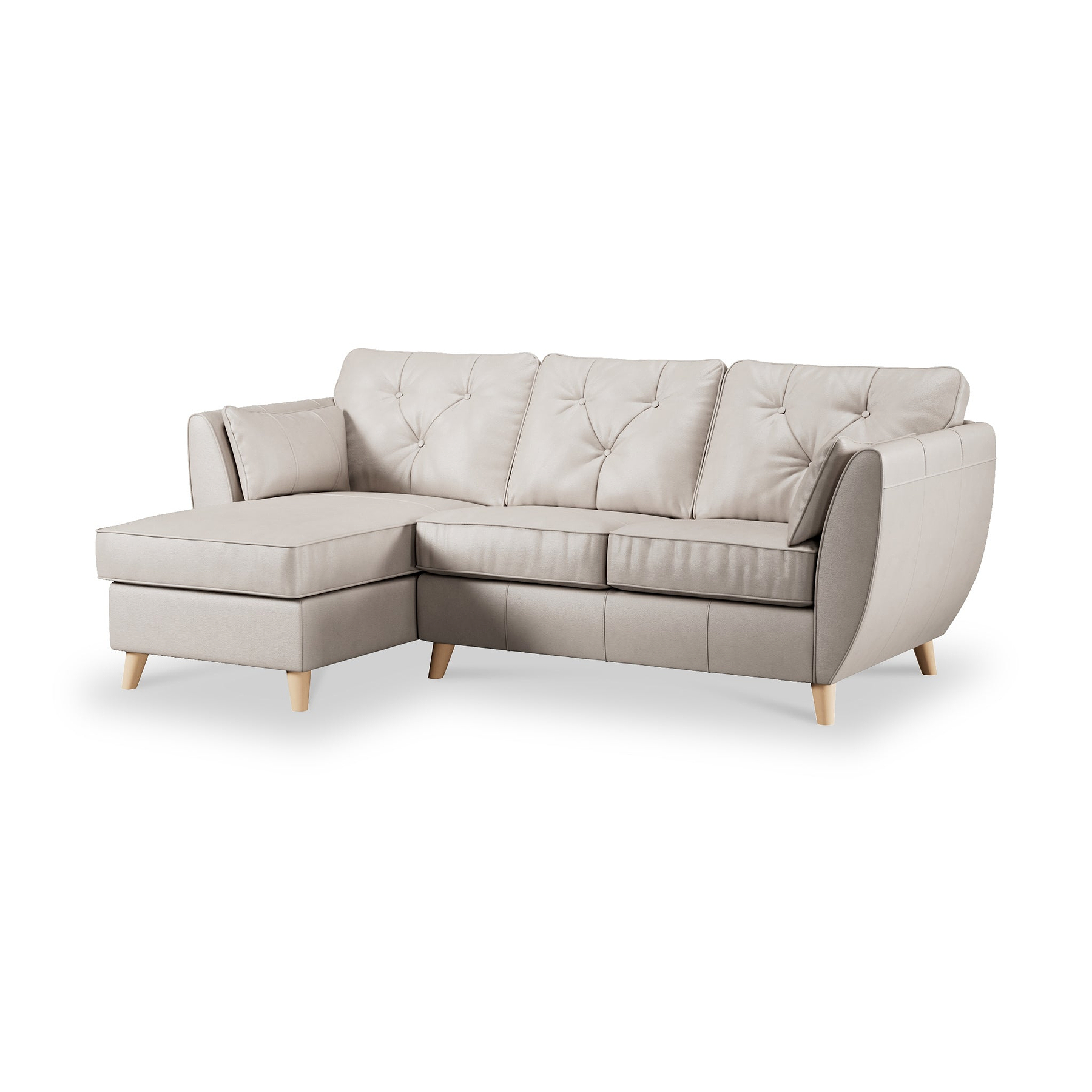 Edison Leather Chaise LH Light Feet Cloud Grey from Roseland Furniture