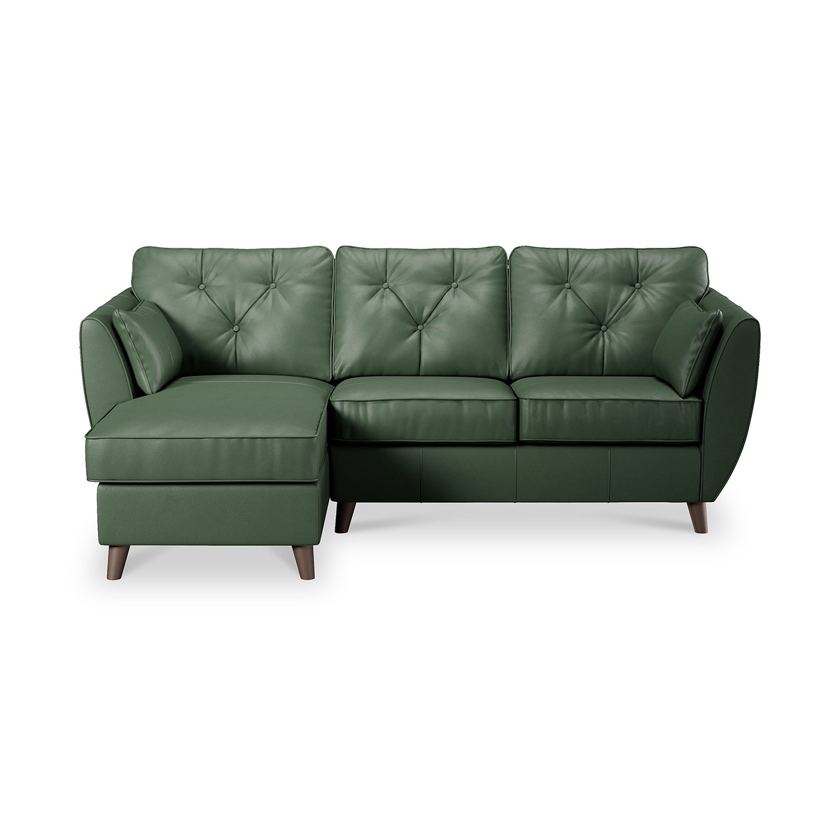Edison Leather Chaise LH Dark Feet Hunter Green from Roseland Furniture