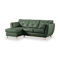 Edison Leather Chaise LH Light Feet Hunter Green from Roseland Furniture