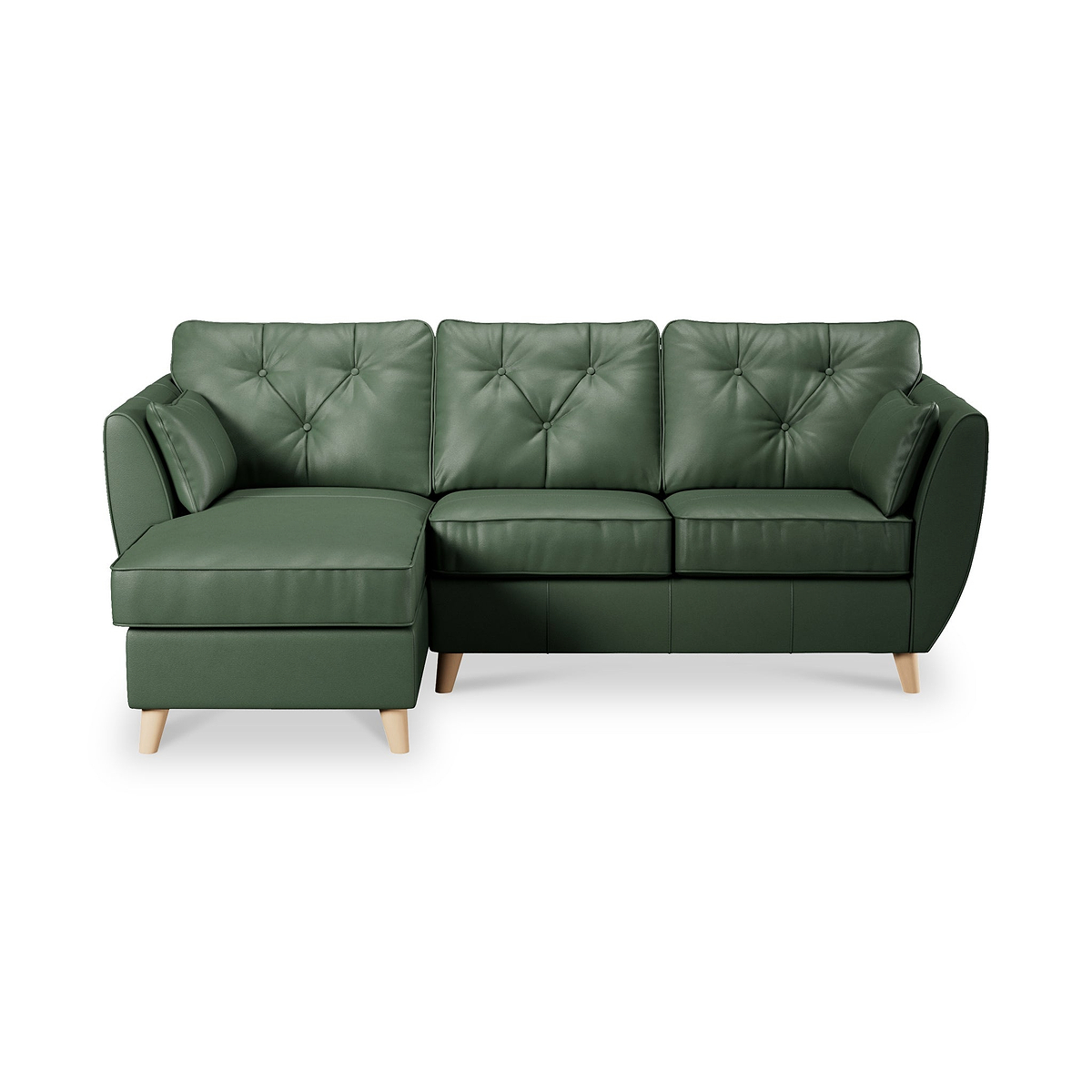 Edison Leather Chaise LH Light Feet Hunter Green from Roseland Furniture