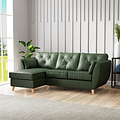 Edison Leather Chaise LH Light Feet Hunter Green from Roseland Furniture