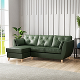 Edison Leather Chaise LH Light Feet Hunter Green from Roseland Furniture