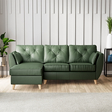 Edison Leather Chaise LH Light Feet Hunter Green from Roseland Furniture