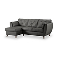 Edison Leather Chaise LH Dark Feet Raven from Roseland Furniture