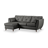 Edison Leather Chaise LH Dark Feet Raven from Roseland Furniture