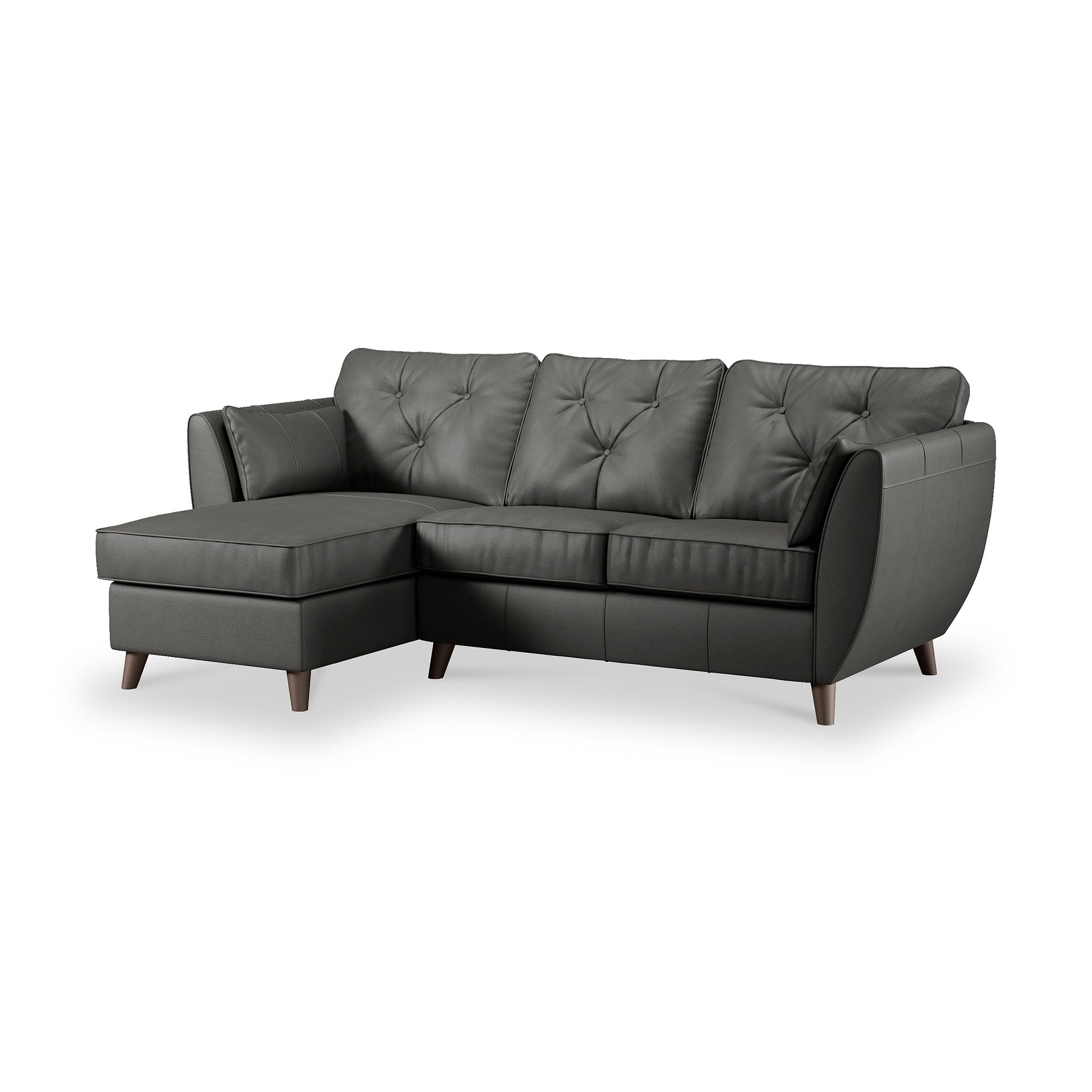 Edison Leather Chaise LH Dark Feet Raven from Roseland Furniture