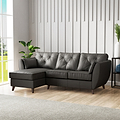 Edison Leather Chaise LH Dark Feet Raven from Roseland Furniture