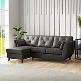 Edison Leather Chaise LH Dark Feet Raven from Roseland Furniture