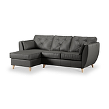 Edison Leather Chaise LH Light Feet Raven from Roseland Furniture