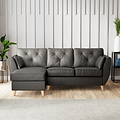 Edison Leather Chaise LH Light Feet Raven from Roseland Furniture