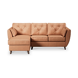 Edison Leather Chaise LH Dark Feet Saddle from Roseland Furniture