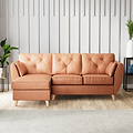Edison Leather Chaise LH Light Feet Saddle from Roseland Furniture