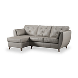 Edison Leather Chaise LH Dark Feet Stone Grey from Roseland Furniture